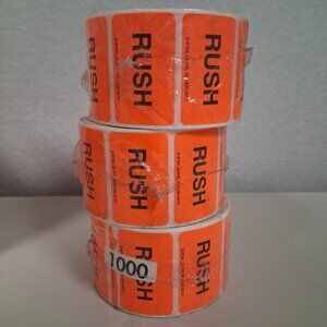 3 Rolls RUSH labels Uline S-8194 3000 Total